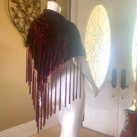 Bellissima Accessories New Bellissima Bordeauxblack Beaded Fringe Shawl Wrap Scarf Poshmark